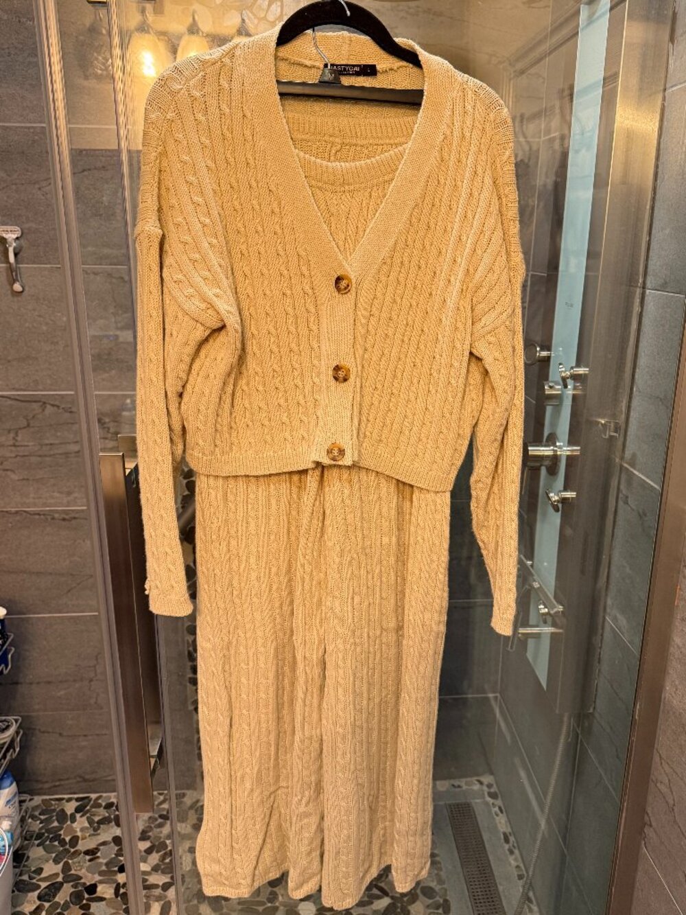 Nasty Gal Cream Sweater Set (Large)